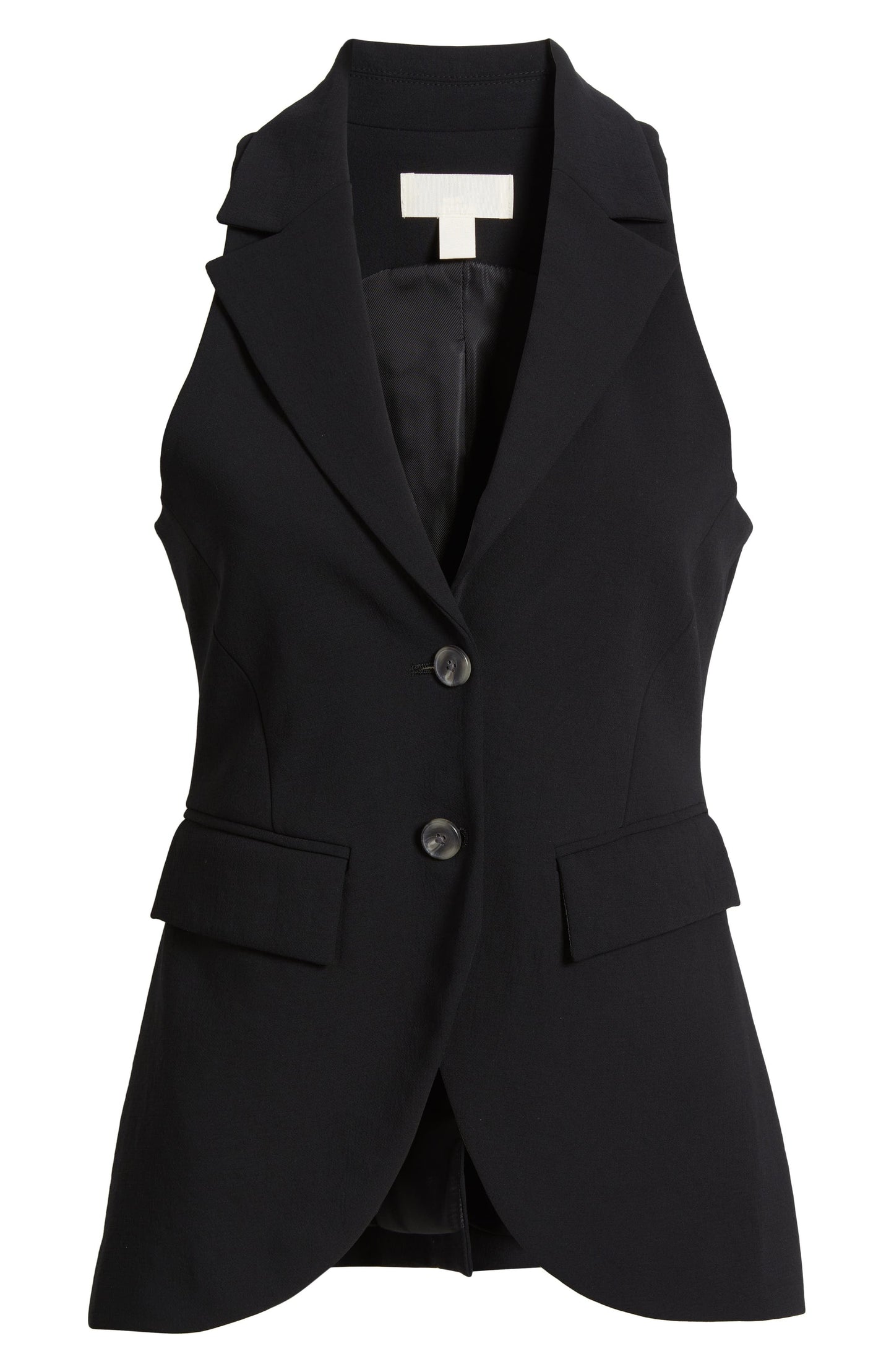 Black Double Buttons Peak Lapel Casual Women's Suit Vest
