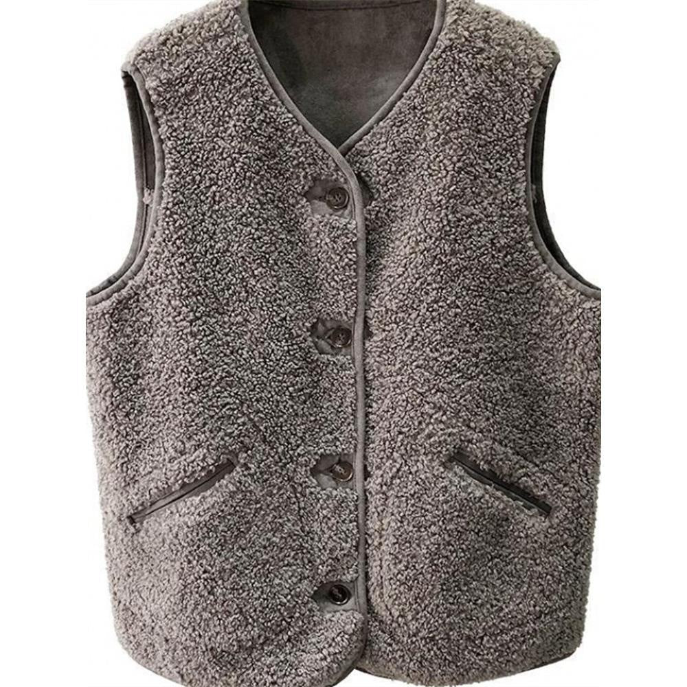 Faux Shearling Vest Jacket, Cozy Winter Outerwear