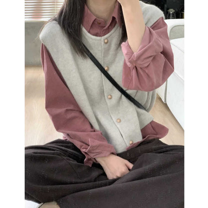 Soft Knit Vest Cardigan Single-Breasted Casual Top