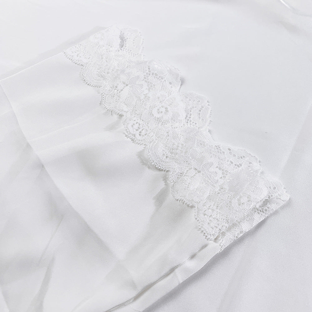 Sleep Satin Lace-Trim Slip