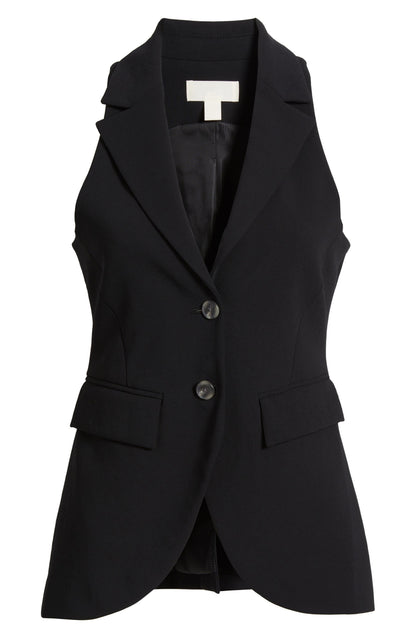 Black Double Buttons Peak Lapel Casual Women's Suit Vest