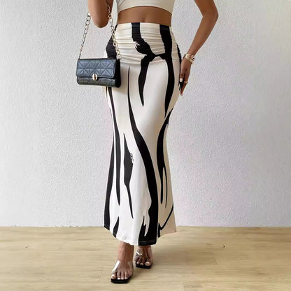 Zebra Print High Waist Bodycon Maxi Skirt
