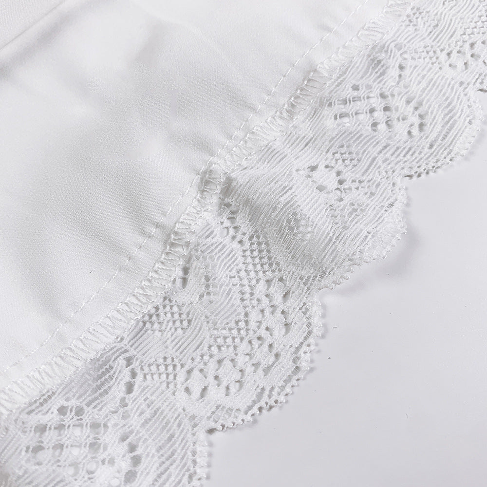 Sleep Satin Lace-Trim Slip