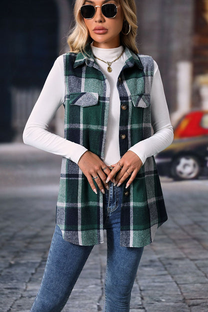 Plaid Sleeveless Vest for Women, Casual Style