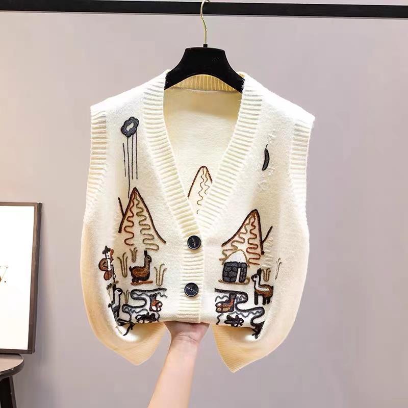 Knit Sweater Vest, V-Neck Casual Outerwear Women