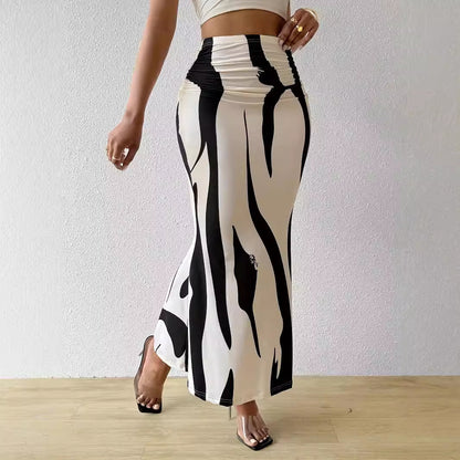 Zebra Print High Waist Bodycon Maxi Skirt