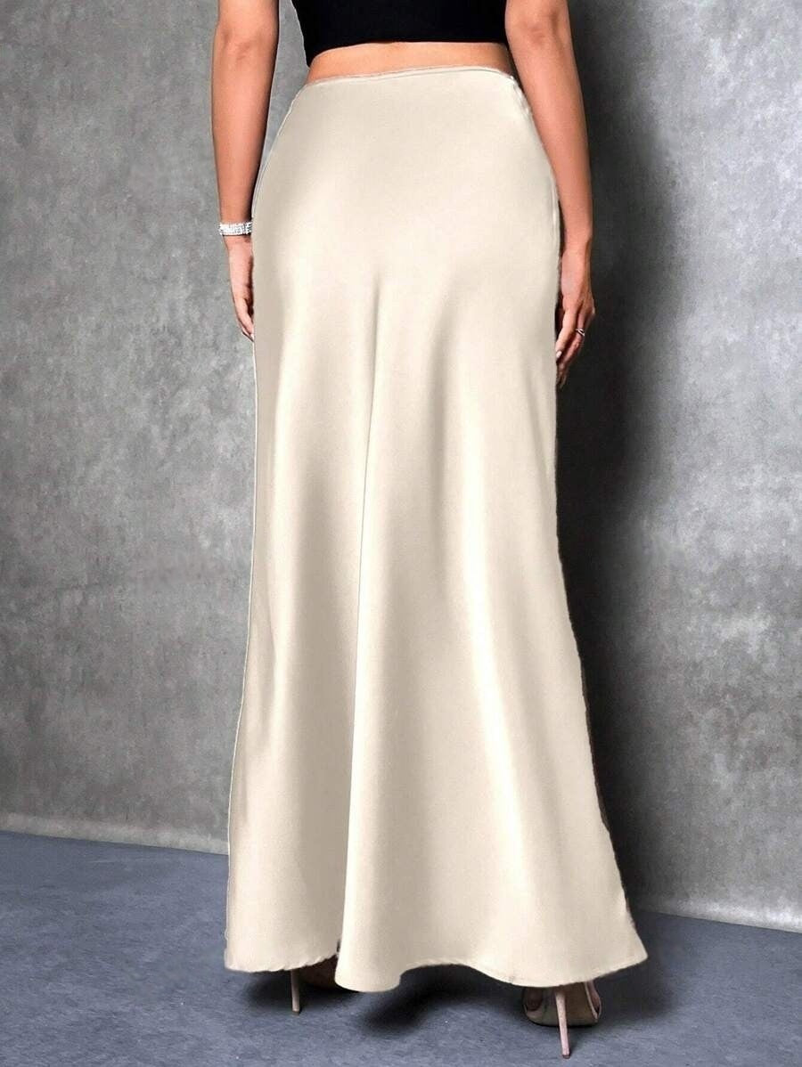 High Waist Satin Maxi Skirt