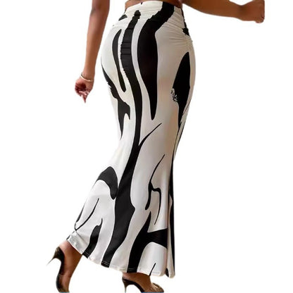 Zebra Print High Waist Bodycon Maxi Skirt