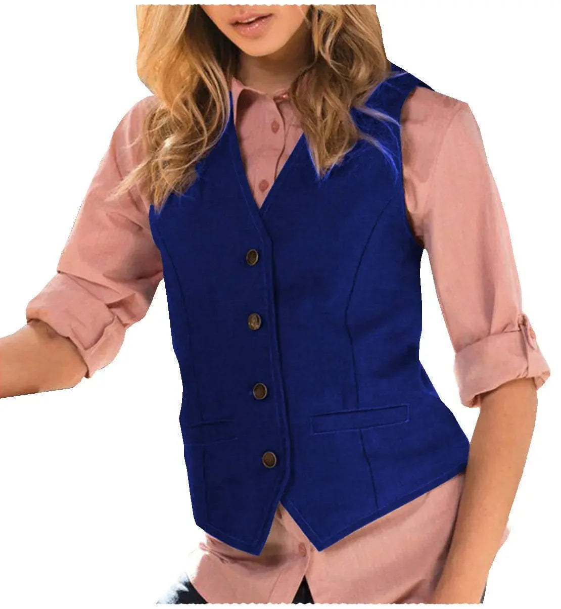 Casual Flat Suit Vest Slim Fit V Neck Women Waistcoat
