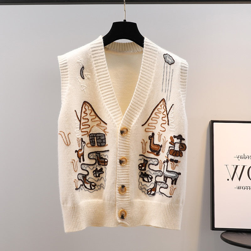 Knit Sweater Vest, V-Neck Casual Outerwear Women