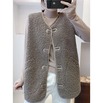 Faux Shearling Vest Jacket, Cozy Winter Outerwear