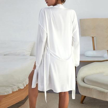 Sleep Satin Lace-Trim Slip