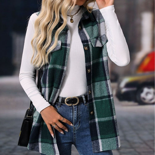 Plaid Sleeveless Vest for Women, Casual Style