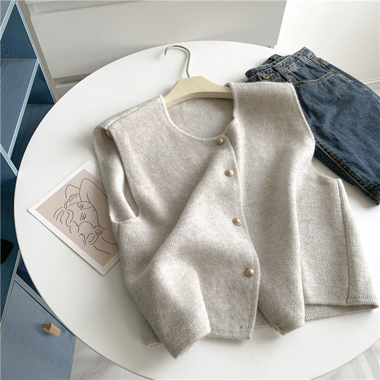 Soft Knit Vest Cardigan Single-Breasted Casual Top