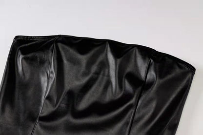 Sexy Strapless Faux Leather Mini Dress
