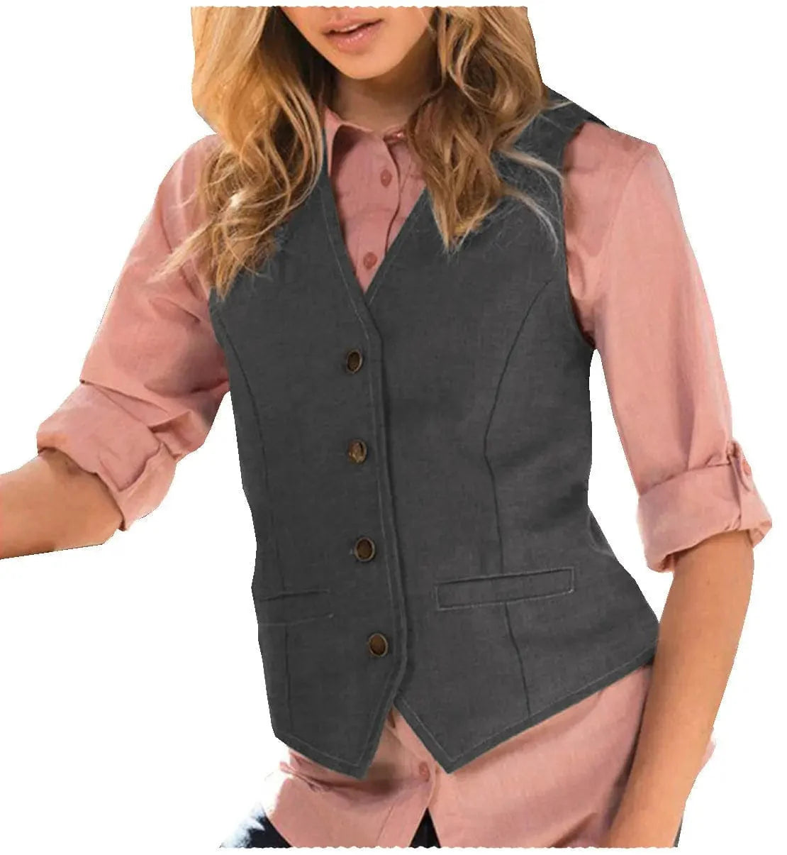 Casual Flat Suit Vest Slim Fit V Neck Women Waistcoat