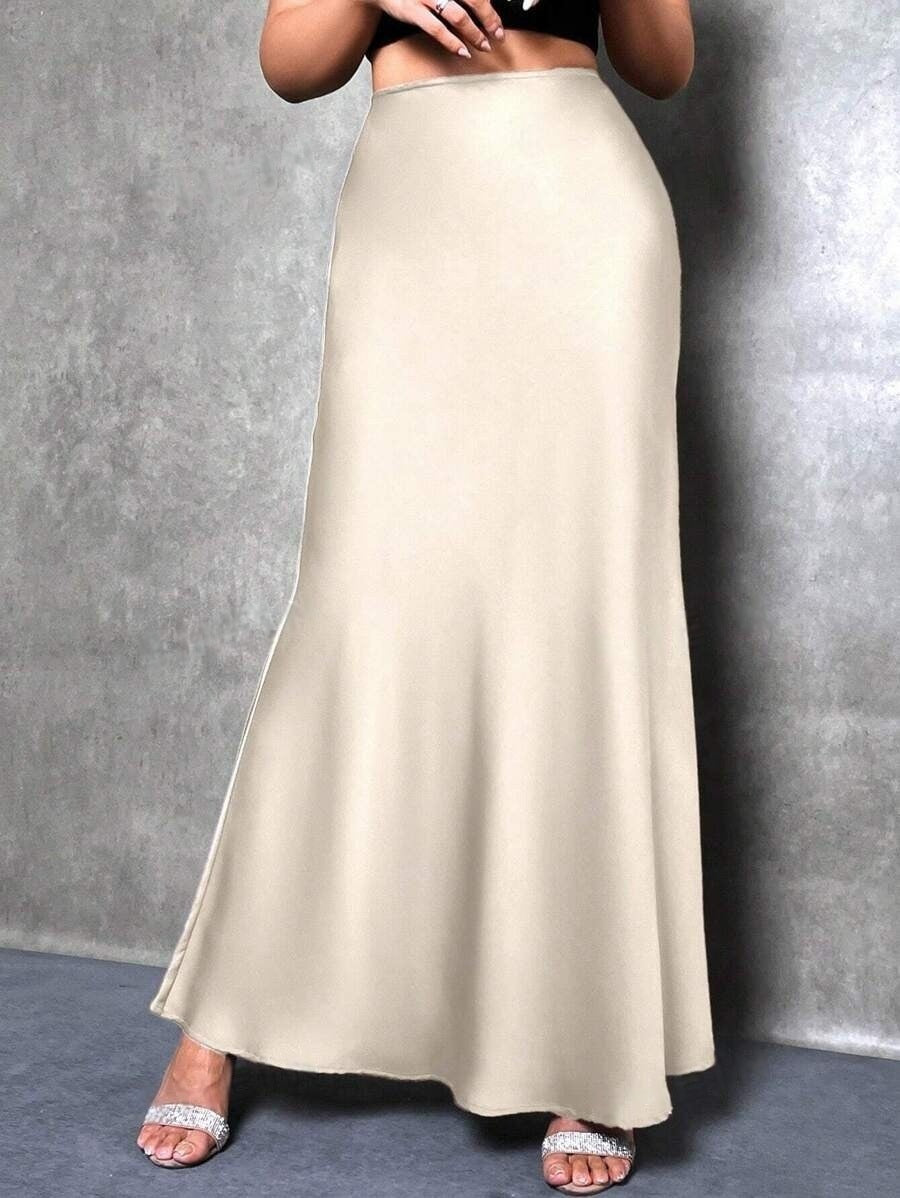 High Waist Satin Maxi Skirt