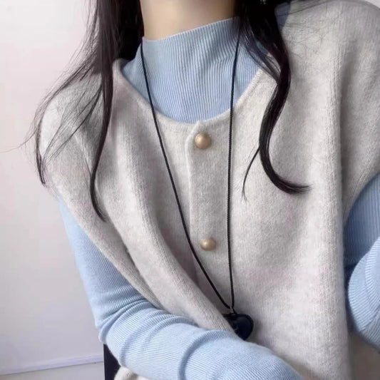 Soft Knit Vest Cardigan Single-Breasted Casual Top