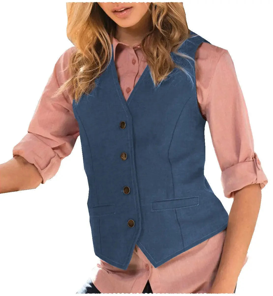 Casual Flat Suit Vest Slim Fit V Neck Women Waistcoat
