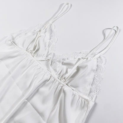 Sleep Satin Lace-Trim Slip