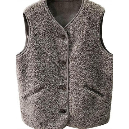 Faux Shearling Vest Jacket, Cozy Winter Outerwear