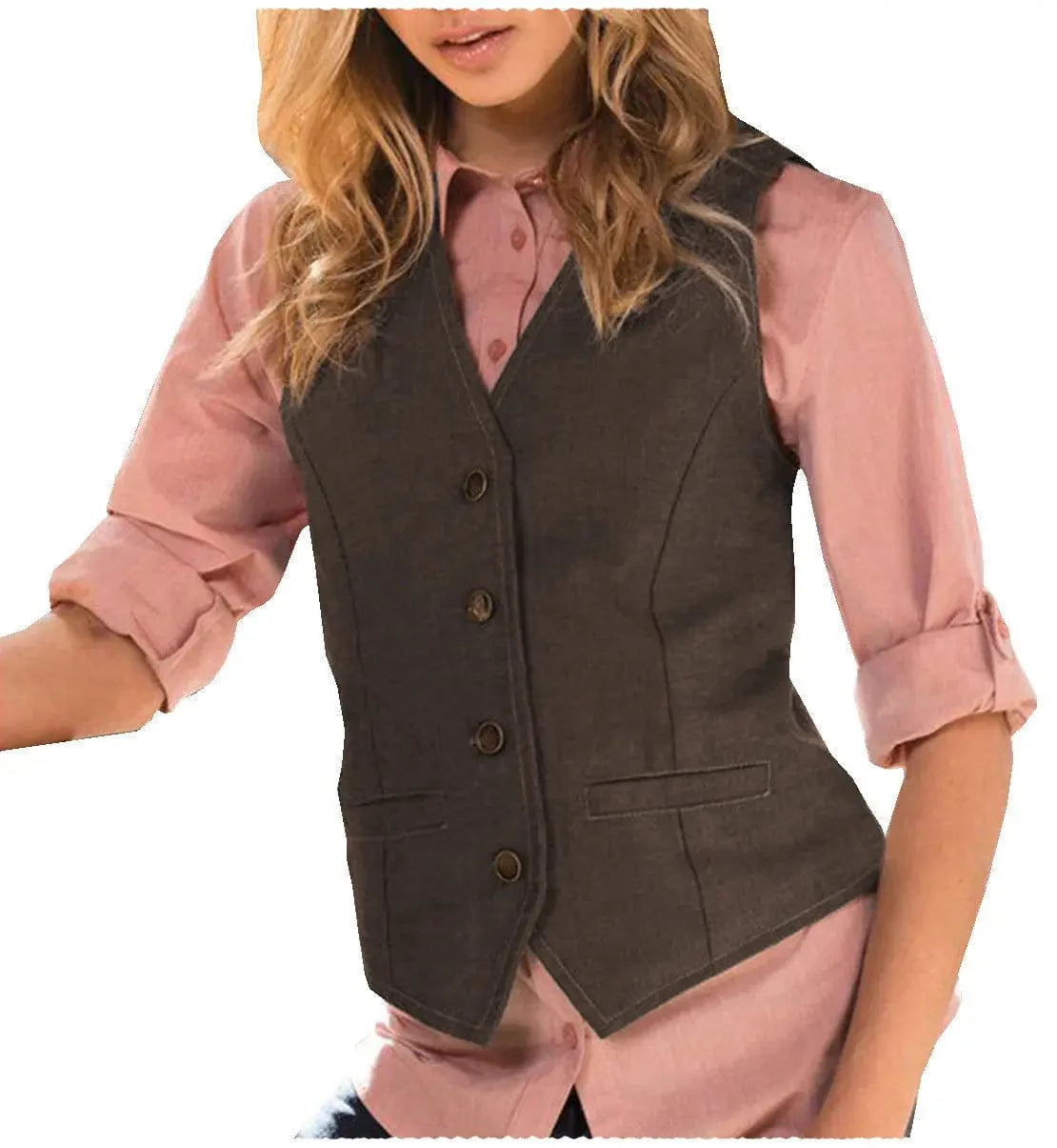 Casual Flat Suit Vest Slim Fit V Neck Women Waistcoat